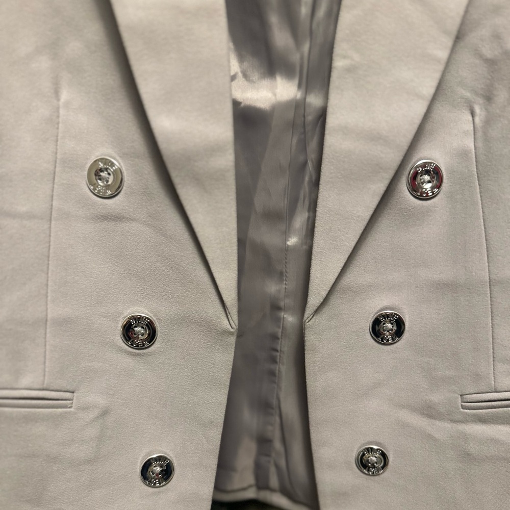 Nine West Light Gray Blazer with Silver Buttons